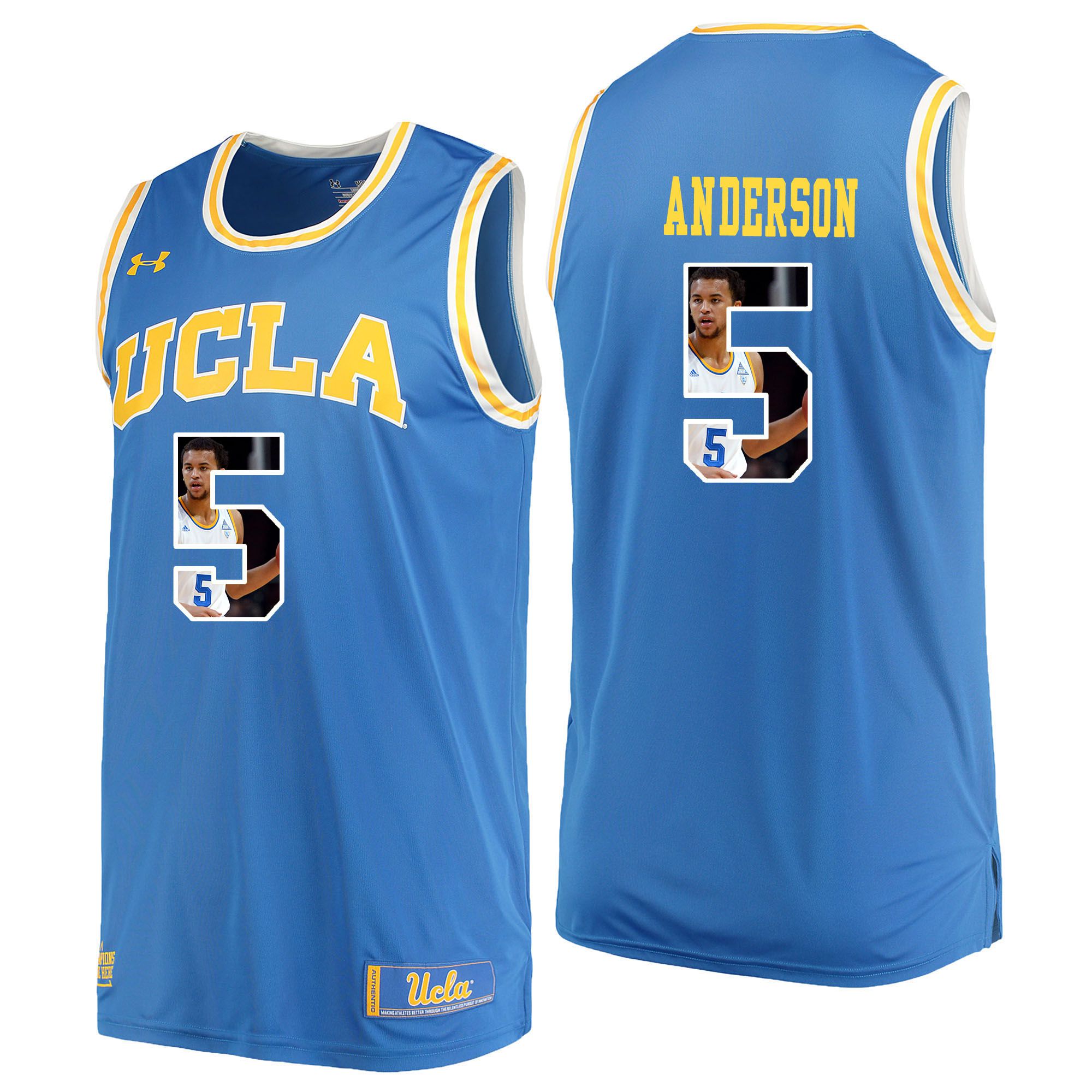 Men UCLA UA 5 Anderson Light Blue Fashion Edition Customized NCAA Jerseys